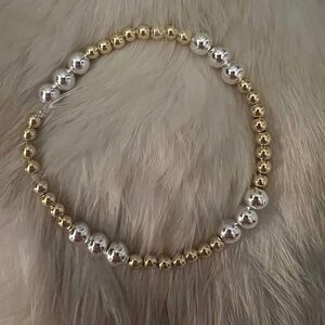 Handmade two-toned gold & silver beaded bracelet